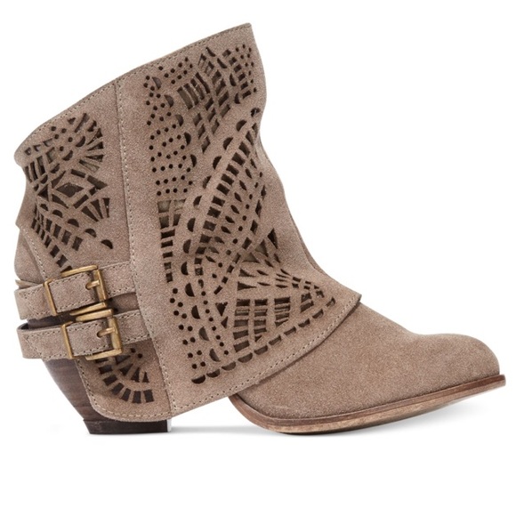 naughty monkey Shoes - Naughty Monkey Love Story Laser Cut Booties Brown
